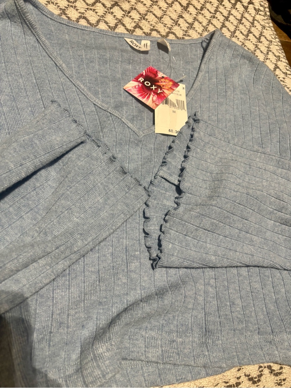 Roxy Light Blue Ribbed Two-Piece Lounge Set - Picture 8 of 11